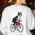 Boston Terrier Riding Bicycle Cute Bostie Biker Raglan Baseball Tee Women's Sweatshirt Back Print White