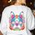 Boston Terrier Sugar Skull Dog Day Of The Dead Women's Sweatshirt Back Print White
