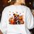 Boston Terrier Thanksgiving Leopard Pumpkins Fall Leaves Women's Sweatshirt Back Print White