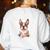 Brown Boston Terrier With Flowers And Feathers Women's Sweatshirt Back Print White