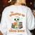 Cute Halloween Teacher Librarian Mummy Reading Books Women's Sweatshirt Back Print White