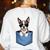 Cute Pocket Boston Terrier Lover Dog Mom Women's Sweatshirt Back Print White