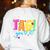 Dear Parents Tag You'Re It Love Teachers Last Day Of School Women's Sweatshirt Back Print White