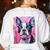 Dog Pink Boston Terrier Women's Sweatshirt Back Print White