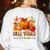 Fall Vibes Costume Teacher Thanksgiving Leopard Gnome Women's Sweatshirt Back Print White Fall Vibes Costume Teacher Thanksgiving Leopard Gnome Women's Sweatshirt Back Print White