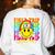 Field Trip Squad Groovy Field Day Smile Face Teacher Tie Dye Women's Sweatshirt Back Print White Field Trip Squad Groovy Field Day Smile Face Teacher Tie Dye Women's Sweatshirt Back Print White