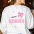 First Day Of School Teacher Girl Coquette Hello Kindergarten Women's Sweatshirt Back Print White First Day Of School Teacher Girl Coquette Hello Kindergarten Women's Sweatshirt Back Print White