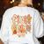 First Grade Fall Floral Coquette Bow Teachers Students Women's Sweatshirt Back Print White First Grade Fall Floral Coquette Bow Teachers Students Women's Sweatshirt Back Print White