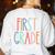 First Grade Squad 1st Grade Teacher Crew Back To School Team Women's Sweatshirt Back Print White