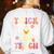 Groovy Teacher Halloween Retro Trick Or Teach Floral Ghost Women's Sweatshirt Back Print White