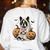 Halloween Boston Terrier Ghost Women's Sweatshirt Back Print White