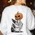 Halloween Skeleton Boston Terrier Women's Sweatshirt Back Print White