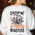 Halloween Teacher Creepin It Real With My 4th Grade Monsters Women's Sweatshirt Back Print White