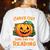 Halloween Teacher Librarian Pumpkin Reading Books Men Women Kids Women's Sweatshirt Back Print White