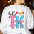 Hello TK Transitional Kindergarten Back To School Teacher Women's Sweatshirt Back Print White Hello TK Transitional Kindergarten Back To School Teacher Women's Sweatshirt Back Print White