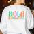 Hola Estudiantes Maestra Back To School Spanish Teacher Women's Sweatshirt Back Print White
