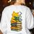 Kawaii Cats Lover Coffee Books Teacher Librarian Cat Women's Sweatshirt Back Print White Kawaii Cats Lover Coffee Books Teacher Librarian Cat Women's Sweatshirt Back Print White