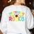 Montessori Rocks Montessori Teacher Back To School Women's Sweatshirt Back Print White