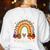 One Thankful Teacher Thanksgiving Turkey Rainbow Fall Women's Sweatshirt Back Print White