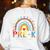 PreK Dream Team Leopard Rainbow Teacher Squad Back To School Women's Sweatshirt Back Print White