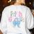 Preppy Fifth Grade Teacher Blue Floral Coquette Pencil Bow Women's Sweatshirt Back Print White Preppy Fifth Grade Teacher Blue Floral Coquette Pencil Bow Women's Sweatshirt Back Print White