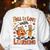 Retro Fall In Love With Learning Autumn Pumpkin Teacher Kids Women's Sweatshirt Back Print White