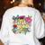 Retro First Grade Teacher Disco Ball Coquette Back To School Women's Sweatshirt Back Print White Retro First Grade Teacher Disco Ball Coquette Back To School Women's Sweatshirt Back Print White