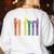 Retro Be Kind ASL Deaf Teacher Sign Language Gay Pride Women's Sweatshirt Back Print White