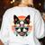 Retro Sunset Sunglasses Boston Terrier Boston Bull Bostie Women's Sweatshirt Back Print White