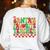 Santas Favorite Teacher Retro Groovy Christmas Xmas Women Women's Sweatshirt Back Print White