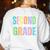 Second Grade Team Heart Teacher Student Back To School Girls Women's Sweatshirt Back Print White