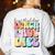 Soul Bleach Teacher Staff First Day Of School Last Hugs & High Fives Lunch Lady Vibes Blue Classic Fit Women's Sweatshirt Back Print White