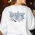 Teacher Blue Chinoiserie Coquette Bow Heart Teacher Life Women's Sweatshirt Back Print White