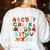 Teacher Christmas Alphabet Back To School Holiday Learning Women's Sweatshirt Back Print White Teacher Christmas Alphabet Back To School Holiday Learning Women's Sweatshirt Back Print White
