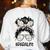 Teacher Para Life Tee Paraprofessional Cute Messy Bun Women's Sweatshirt Back Print White