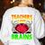 Teacher Teachers Love Brains Skeleton Hand Heart Halloween Women's Sweatshirt Back Print White