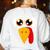 Turkey Face Halloween Costume Thanksgiving Teacher Nurse Women's Sweatshirt Back Print White