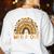 Wild About Reading Teacher Back To School Leopard Rainbow Women's Sweatshirt Back Print White