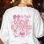 Women Teacher In Progress Coquette Pink Bow Future Teacher Women's Sweatshirt Back Print White