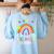 100th Day Of School Rainbow Happy 100 Days Smarter Teacher Women's Sweatshirt Back Print Light Blue 100th Day Of School Rainbow Happy 100 Days Smarter Teacher Women's Sweatshirt Back Print Light Blue