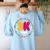 3K Team & Teacher Squad Threes Crew PreK Elementary Team Women's Sweatshirt Back Print Light Blue