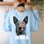4th July Blue Heeler Dog Merica Patriotic USA Flag Cute Women's Sweatshirt Back Print Light Blue