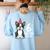 6 Years Old Birthday Boston Terrier Dog Lover 6th Party Kid Women's Sweatshirt Back Print Light Blue