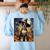 Aesthetic Halloween Boston Terrier Dog Witch Pumpkin For Men Women Kids Women's Sweatshirt Back Print Light Blue