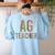 AG Teacher Farmer Life Agriculture Teacher Women's Sweatshirt Back Print Light Blue
