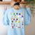 Alphabet ABCs Halloween Characters Kindergarten Teacher Kids Women's Sweatshirt Back Print Light Blue Alphabet ABCs Halloween Characters Kindergarten Teacher Kids Women's Sweatshirt Back Print Light Blue