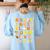Alphabet Turkey Thanksgiving Costume Preschool Teacher Men Women Women's Sweatshirt Back Print Light Blue