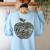 Apple Camoflauge Clothing Camo Student Teacher Cute School Women's Sweatshirt Back Print Light Blue Apple Camoflauge Clothing Camo Student Teacher Cute School Women's Sweatshirt Back Print Light Blue