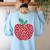 Apple Dot Pattern Art Teacher Appreciation Men Women Humor Women's Sweatshirt Back Print Light Blue Apple Dot Pattern Art Teacher Appreciation Men Women Humor Women's Sweatshirt Back Print Light Blue