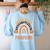 Assistant Teacher Rainbow Leopard Halloween Teacher Women's Sweatshirt Back Print Light Blue